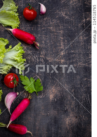 Various farm organic healthy vegetables Various farm organic healthy vegetables 114518765