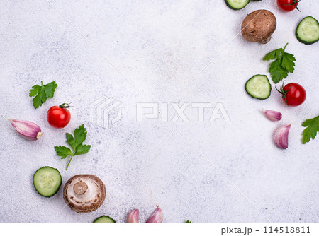 Various farm organic healthy vegetables 114518811