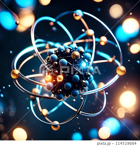 Quantum physics concept of atoms interactions. Generative Ai Quantum physics concept of atoms interactions. Generative Ai 114519084