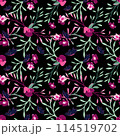 Summer night garden floral seamless pattern. Bright colors, painting on a dark background. 114519702