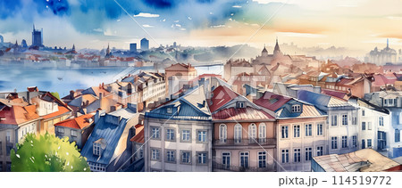 Watercolor Cityscape 114519772