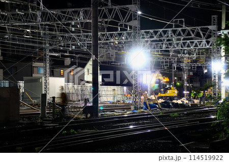 深夜の激闘… 高架化に向け線路切替工事中『春日部～北春日部駅間』上り本線 114519922