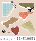 Modern template with torn paper shapes. Vector collage grunge banner. Digital illustration. Retro stickers for scrapbook and design 114519951