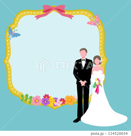 結婚式の花嫁と花婿のフレーム 結婚式の花嫁と花婿のフレーム 114520034