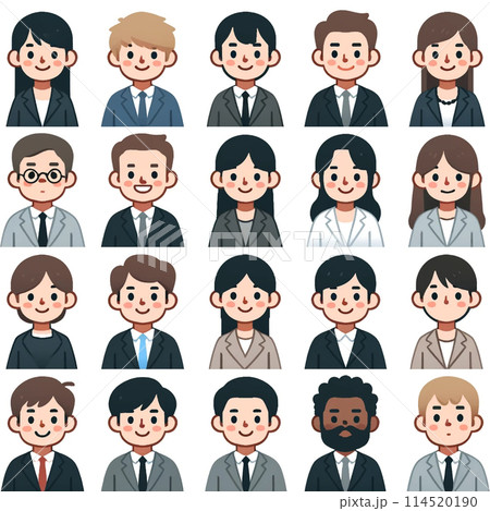 スーツを着た人物の上半身のイラストセット 114520190