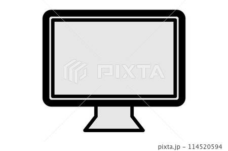 デスクトップパソコンモニターの線画アイコン 114520594