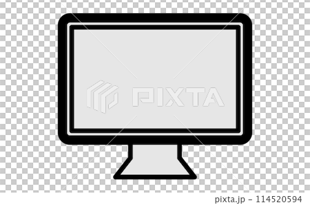 デスクトップパソコンモニターの線画アイコン 114520594