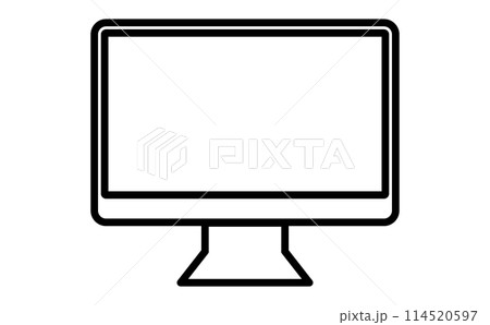 デスクトップパソコンモニターの線画アイコン 114520597