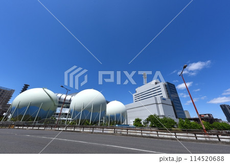 都市風景 ガスタンク 都市風景 ガスタンク 114520688
