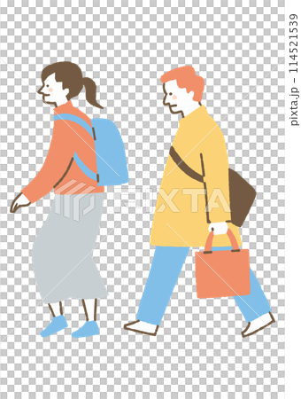 A woman in her 20s and a man in his 30s on their way to work_Color 114521539