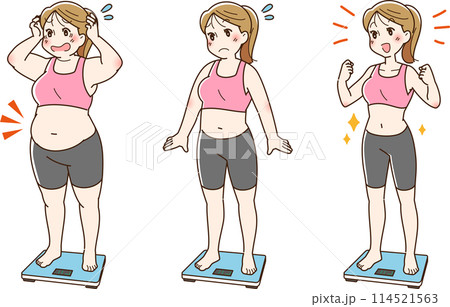 ダイエットに成功した女性のビフォーアフター 114521563