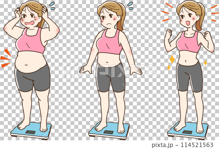ダイエットに成功した女性のビフォーアフター 114521563