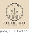 Tree & river line art logo, icon and symbol, vector illustration design 114521779