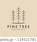 Pine tree line art logo, icon and symbol, vector illustration design 114521781