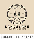 Landscape line art logo, icon and symbol, with emblem vector illustration design 114521817