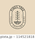 Pine tree line art logo, icon and symbol, with emblem vector illustration design 114521818