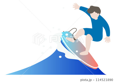 波とサーファーのイラスト 114521890