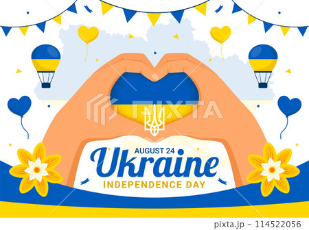 Happy Ukraine Independence Day Vector Illustration on 24 August with Ukrainian Flag Background in National Holiday Flat Cartoon Background Happy Ukraine Independence Day Vector Illustration on 24 August with Ukrainian Flag Background in National Holiday Flat Cartoon Background 114522056