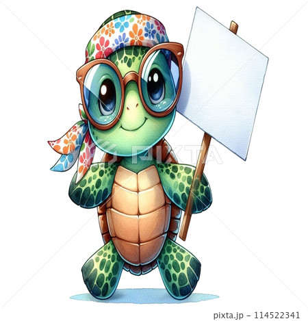 Turtle holding a white sign 114522341