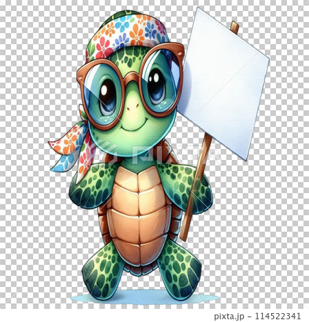 Turtle holding a white sign 114522341