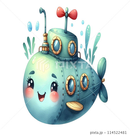 cute submarine underwater 114522481