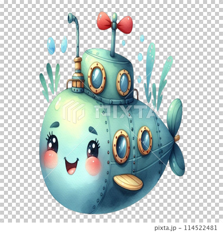 cute submarine underwater 114522481