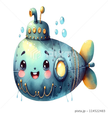 cute submarine underwater 114522483