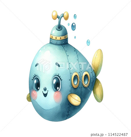 cute submarine underwater 114522487