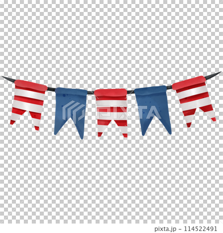 Watercolor flag painting for decorating Independence Day celebrations. 114522491