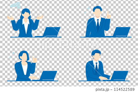 筆記型電腦和商人的向量插圖集 筆記型電腦和商人的向量插圖集 114522589