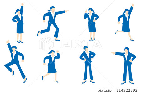キャリアウーマンの全身ベクターイラストセット 114522592