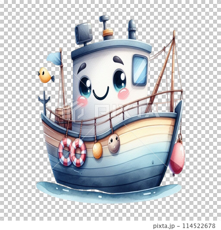 cute fishing boat 114522678