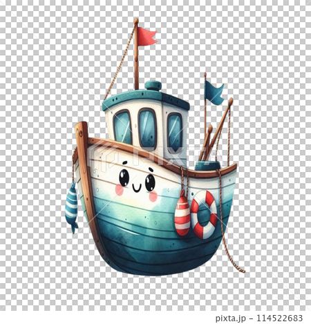 cute fishing boat 114522683