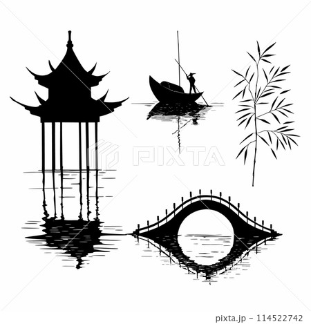 Abstract ard with chinese landscape 114522742