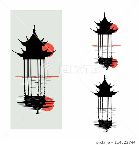 Abstract chinese landscape. Vector illustration 114522744