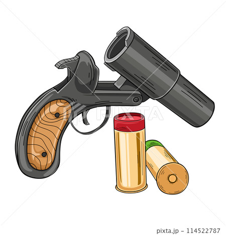 Flare gun, signal flare launcher with aerial flares 114522787