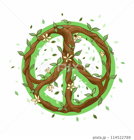 Floral peace symbol, vector illustration. International Day of Peace Floral peace symbol, vector illustration. International Day of Peace 114522789