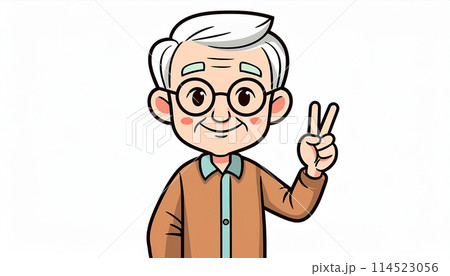 シニアのイラスト 白背景 シニアのイラスト 白背景 114523056