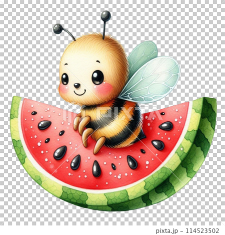 Bee on watermelon 114523502