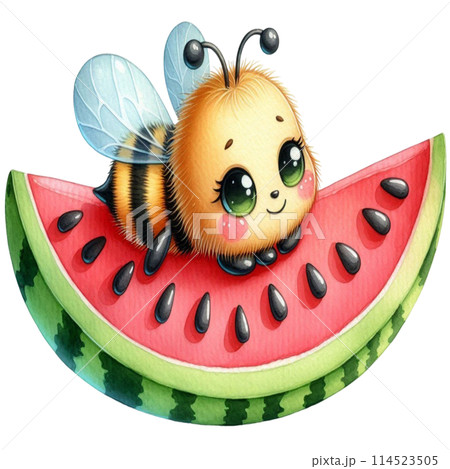 Bee on watermelon 114523505