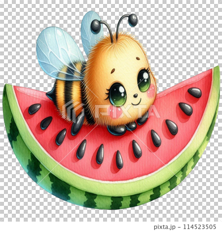Bee on watermelon 114523505