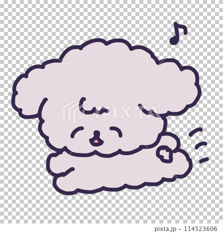 Illustration of a cute toy poodle puppy running with a smile 114523606