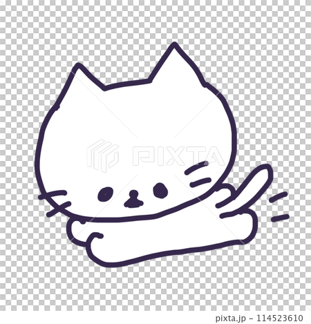 走るかわいい白い色の子猫のイラスト 114523610