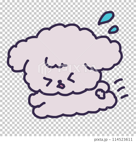 Illustration of a cute toy poodle puppy running and sweating Illustration of a cute toy poodle puppy running and sweating 114523611
