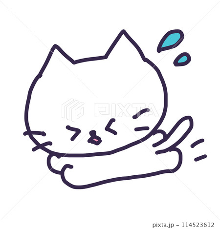 汗を流して走るかわいい白い色の子猫のイラスト 汗を流して走るかわいい白い色の子猫のイラスト 114523612