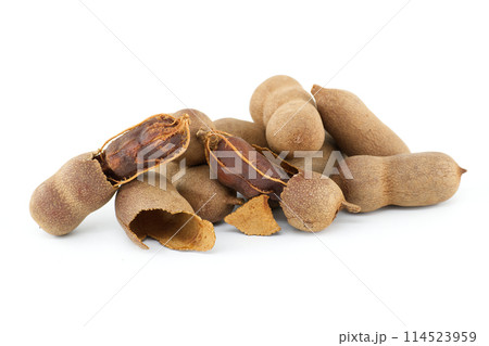 Tamarinds fruits isolated on white background Tamarinds fruits isolated on white background 114523959