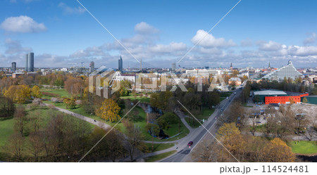 Aerial view of the Riga, Latvia. Beautiful summer day over Riga with old town in the background. Capital of Latvia. Aerial view of the Riga, Latvia. Beautiful summer day over Riga with old town in the background. Capital of Latvia. 114524481