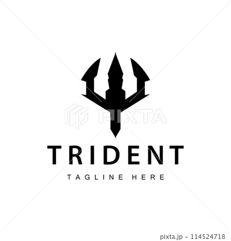 Trident logo design spear weapon vector sea king poseidon neptune symbol template 114524718
