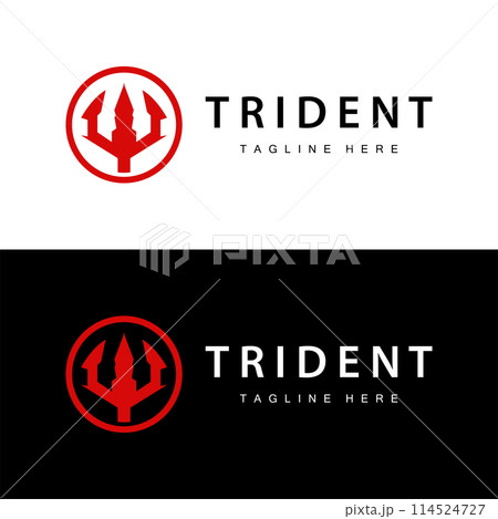 Trident logo design spear weapon vector sea king poseidon neptune symbol template 114524727