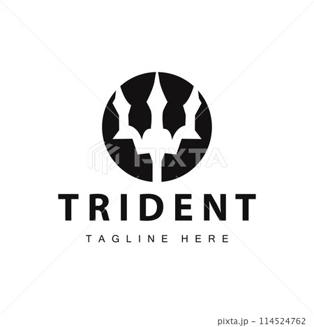 Trident logo design spear weapon vector sea king poseidon neptune symbol template 114524762